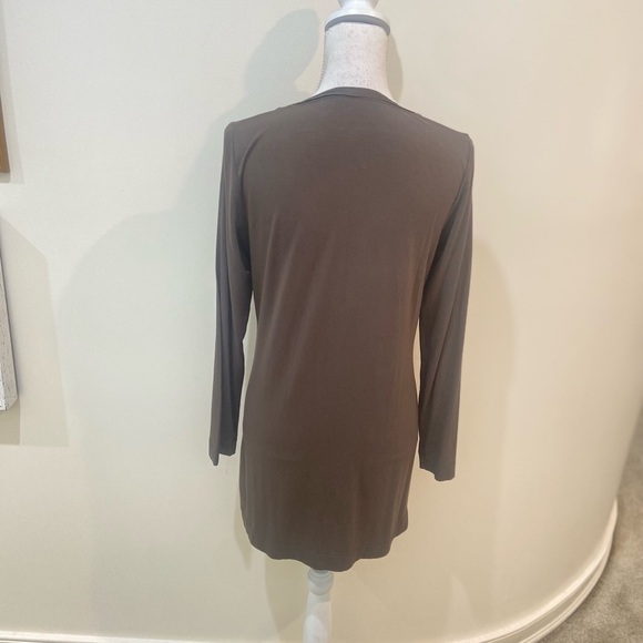 Luisa Cerano scoop neck long sleeve olive top tunic length size 8 - Picture 6 of 9